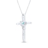 Thumbnail Image 3 of Heart-Shaped Swiss Blue Topaz & White Lab-Created Sapphire Cross Necklace Sterling Silver 18"