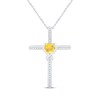 Thumbnail Image 1 of Heart-Shaped Citrine & White Lab-Created Sapphire Cross Necklace Sterling Silver 18"