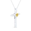 Thumbnail Image 2 of Heart-Shaped Citrine & White Lab-Created Sapphire Cross Necklace Sterling Silver 18"