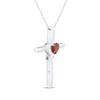 Thumbnail Image 2 of Heart-Shaped Garnet & White Lab-Created Sapphire Cross Necklace Sterling Silver 18&quot;