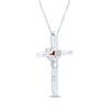 Thumbnail Image 3 of Heart-Shaped Garnet & White Lab-Created Sapphire Cross Necklace Sterling Silver 18&quot;