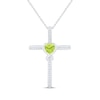 Thumbnail Image 1 of Heart-Shaped Peridot & White Lab-Created Sapphire Cross Necklace Sterling Silver 18"