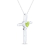 Thumbnail Image 2 of Heart-Shaped Peridot & White Lab-Created Sapphire Cross Necklace Sterling Silver 18"