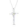 Thumbnail Image 3 of Heart-Shaped Peridot & White Lab-Created Sapphire Cross Necklace Sterling Silver 18"
