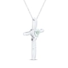 Thumbnail Image 2 of Heart-Shaped Aquamarine & White Lab-Created Sapphire Cross Necklace Sterling Silver 18&quot;
