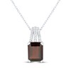 Thumbnail Image 1 of Emerald-Cut Garnet & White Lab-Created Sapphire Necklace Sterling Silver 18"