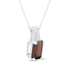 Thumbnail Image 2 of Emerald-Cut Garnet & White Lab-Created Sapphire Necklace Sterling Silver 18"