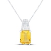 Thumbnail Image 1 of Emerald-Cut Citrine & White Lab-Created Sapphire Necklace Sterling Silver 18"