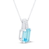 Thumbnail Image 2 of Emerald-Cut Swiss Blue Topaz & White Lab-Created Sapphire Necklace Sterling Silver 18"