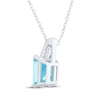 Thumbnail Image 3 of Emerald-Cut Swiss Blue Topaz & White Lab-Created Sapphire Necklace Sterling Silver 18"