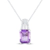 Thumbnail Image 1 of Emerald-Cut Amethyst & White Lab-Created Sapphire Necklace Sterling Silver 18"