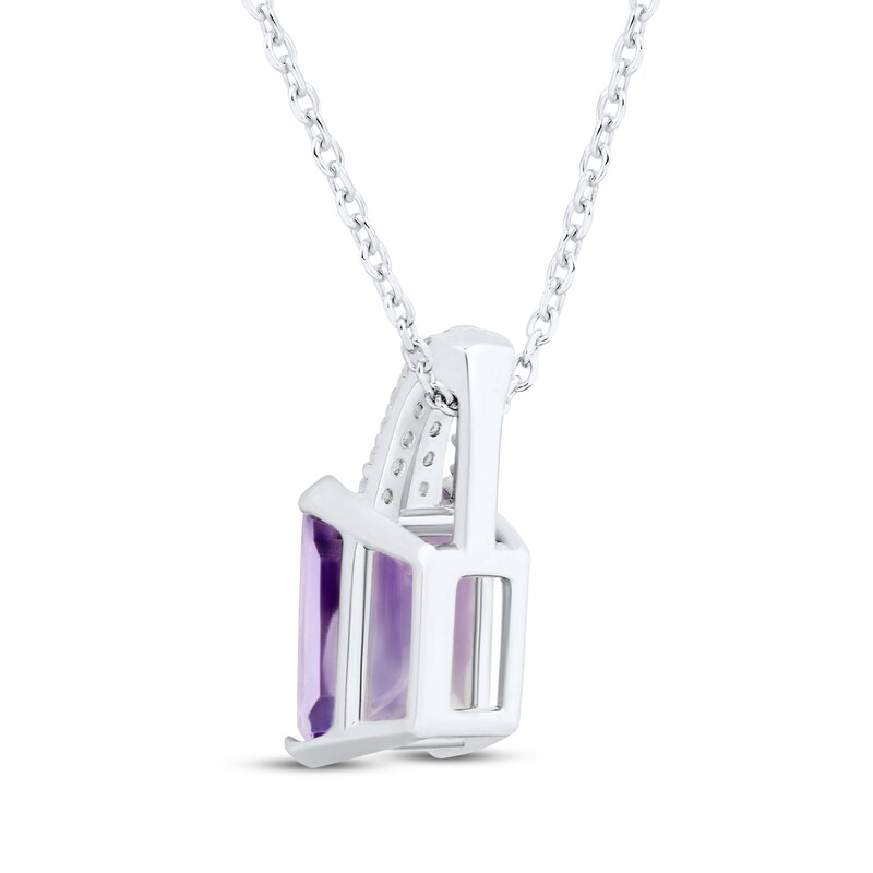 Main Image 3 of Emerald-Cut Amethyst & White Lab-Created Sapphire Necklace Sterling Silver 18"