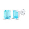 Thumbnail Image 1 of Emerald-Cut Swiss Blue Topaz Stud Earrings Sterling Silver