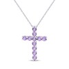 Thumbnail Image 1 of Amethyst Cross Necklace Sterling Silver 18"