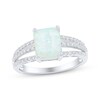 Thumbnail Image 1 of Emerald-Cut Lab-Created Opal & White Lab-Created Sapphire Three-Row Ring Sterling Silver