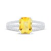 Thumbnail Image 3 of Emerald-Cut Citrine & White Lab-Created Sapphire Ring Sterling Silver