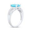 Thumbnail Image 2 of Emerald-Cut Swiss Blue Topaz & White Lab-Created Sapphire Ring Sterling Silver