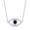 Thumbnail Image 1 of Blue & White Lab-Created Sapphire Evil Eye Necklace Sterling Silver 18"