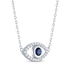 Thumbnail Image 2 of Blue & White Lab-Created Sapphire Evil Eye Necklace Sterling Silver 18"