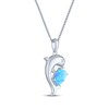Thumbnail Image 2 of Oval-Cut Blue Lab-Created Opal & White Lab-Created Sapphire Dolphin Necklace Sterling Silver 18"