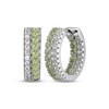 Thumbnail Image 1 of Peridot & White Lab-Created Sapphire Huggie Hoop Earrings Sterling Silver