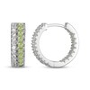 Thumbnail Image 3 of Peridot & White Lab-Created Sapphire Huggie Hoop Earrings Sterling Silver