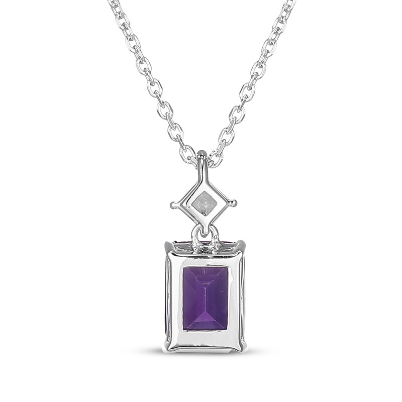 Main Image 3 of Emerald-Cut Amethyst & Square-Cut White Lab-Created Sapphire Necklace Sterling Silver 18"