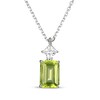Thumbnail Image 1 of Emerald-Cut Peridot & Square-Cut White Lab-Created Sapphire Necklace Sterling Silver 18"