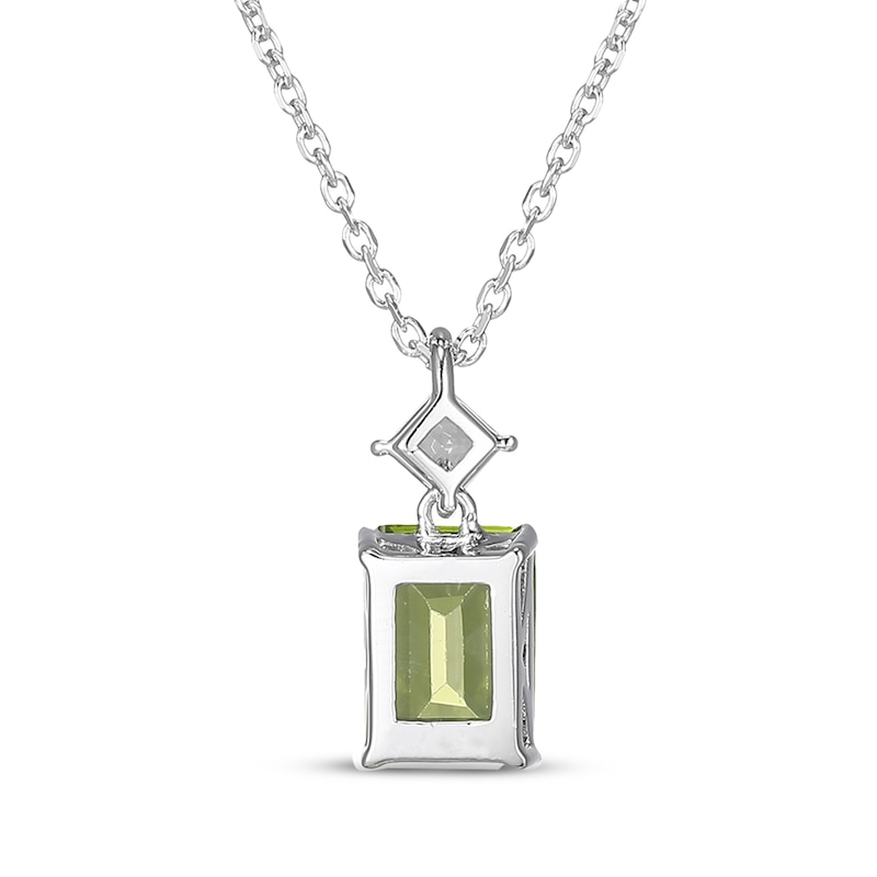 Main Image 2 of Emerald-Cut Peridot & Square-Cut White Lab-Created Sapphire Necklace Sterling Silver 18"