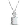 Thumbnail Image 2 of Emerald-Cut Lab-Created Opal & Square-Cut White Lab-Created Sapphire Necklace Sterling Silver 18"