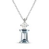 Thumbnail Image 1 of Emerald-Cut Aquamarine & Square-Cut White Lab-Created Sapphire Necklace Sterling Silver 18"