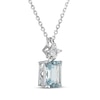 Thumbnail Image 2 of Emerald-Cut Aquamarine & Square-Cut White Lab-Created Sapphire Necklace Sterling Silver 18"