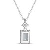 Thumbnail Image 3 of Emerald-Cut Aquamarine & Square-Cut White Lab-Created Sapphire Necklace Sterling Silver 18"