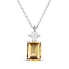 Thumbnail Image 1 of Emerald-Cut Citrine & Square-Cut White Lab-Created Sapphire Necklace Sterling Silver 18"
