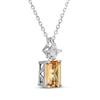 Thumbnail Image 2 of Emerald-Cut Citrine & Square-Cut White Lab-Created Sapphire Necklace Sterling Silver 18"