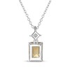 Thumbnail Image 3 of Emerald-Cut Citrine & Square-Cut White Lab-Created Sapphire Necklace Sterling Silver 18"