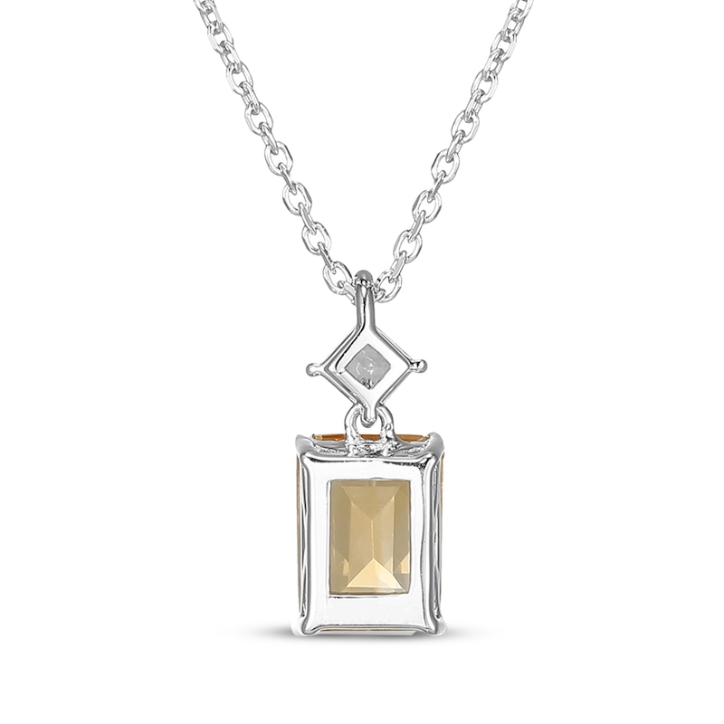 Main Image 3 of Emerald-Cut Citrine & Square-Cut White Lab-Created Sapphire Necklace Sterling Silver 18"