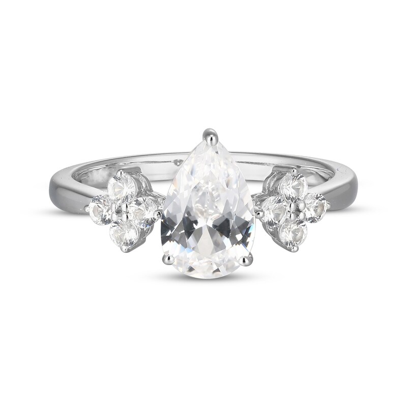 Main Image 3 of Pear-Shaped White Lab-Created Sapphire Ring Sterling Silver