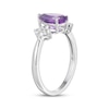 Thumbnail Image 2 of Pear-Shaped Amethyst & White Lab-Created Sapphire Ring Sterling Silver