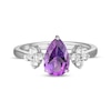 Thumbnail Image 3 of Pear-Shaped Amethyst & White Lab-Created Sapphire Ring Sterling Silver