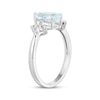 Thumbnail Image 2 of Pear-Shaped Aquamarine & White Lab-Created Sapphire Ring Sterling Silver