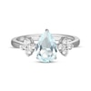 Thumbnail Image 3 of Pear-Shaped Aquamarine & White Lab-Created Sapphire Ring Sterling Silver