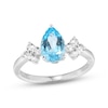 Thumbnail Image 1 of Pear-Shaped Swiss Blue Topaz & White Lab-Created Sapphire Ring Sterling Silver