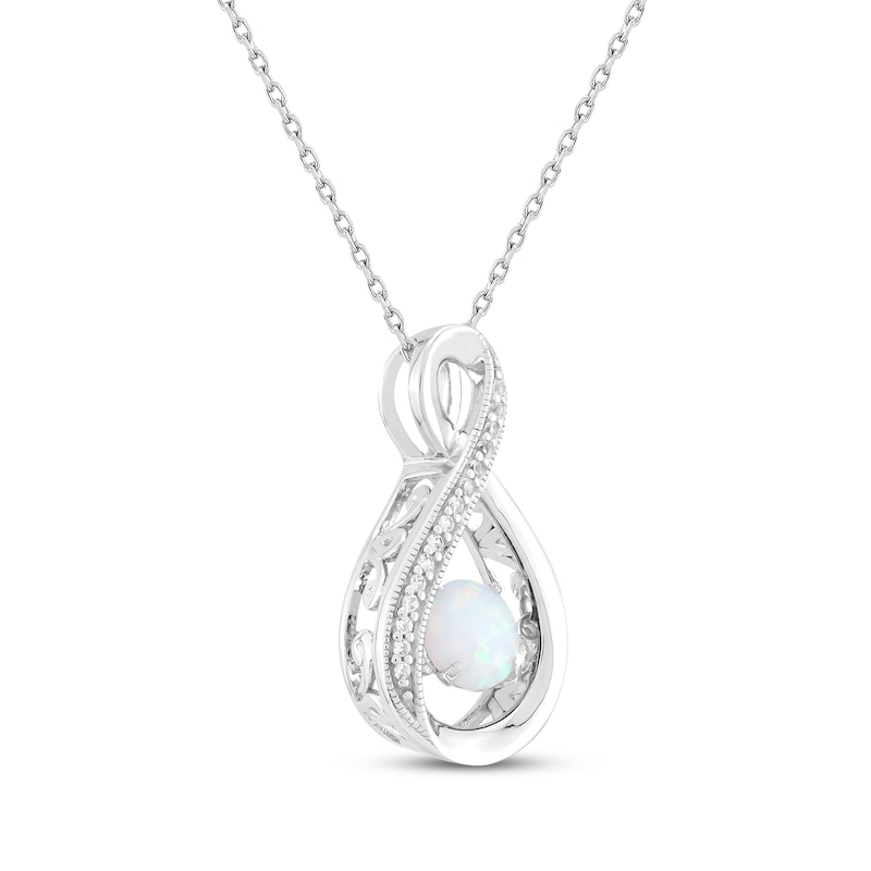 Main Image 2 of Lab-Created Opal & White Lab-Created Sapphire Twist Necklace Sterling Silver 18"