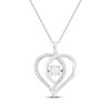 Thumbnail Image 1 of Lab-Created Opal & White Lab-Created Sapphire Heart Necklace Sterling Silver 18"