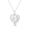 Thumbnail Image 2 of Lab-Created Opal & White Lab-Created Sapphire Heart Necklace Sterling Silver 18"