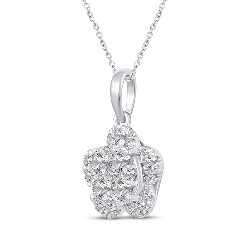 Main Image 2 of Multi-Diamond Flower Necklace 1/2 ct tw 14K White Gold 18"