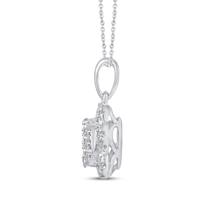 Main Image 3 of Multi-Diamond Flower Necklace 1/2 ct tw 14K White Gold 18"
