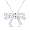 Thumbnail Image 1 of Garnet & White Lab-Created Sapphire Bow Necklace Sterling Silver 18"