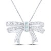 Thumbnail Image 1 of Swiss Blue Topaz & White Lab-Created Sapphire Bow Necklace Sterling Silver 18&quot;